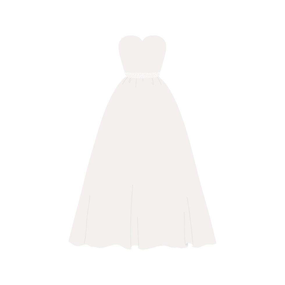 vestido de noiva branco. vestido de noiva da moda. modelo para cartão de felicitações, convite, pôster, banner. vetor