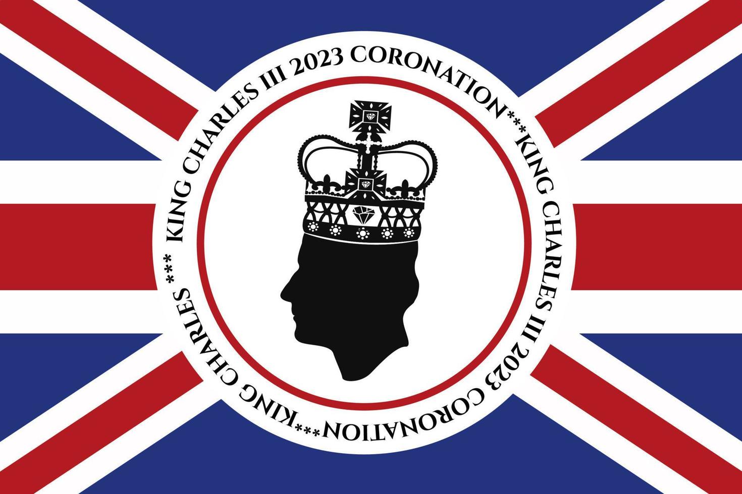 Londres, Reino Unido, 6 de maio. 2023. rei charles iii coroação charles de gales torna-se rei da inglaterra. poste branco, vetor