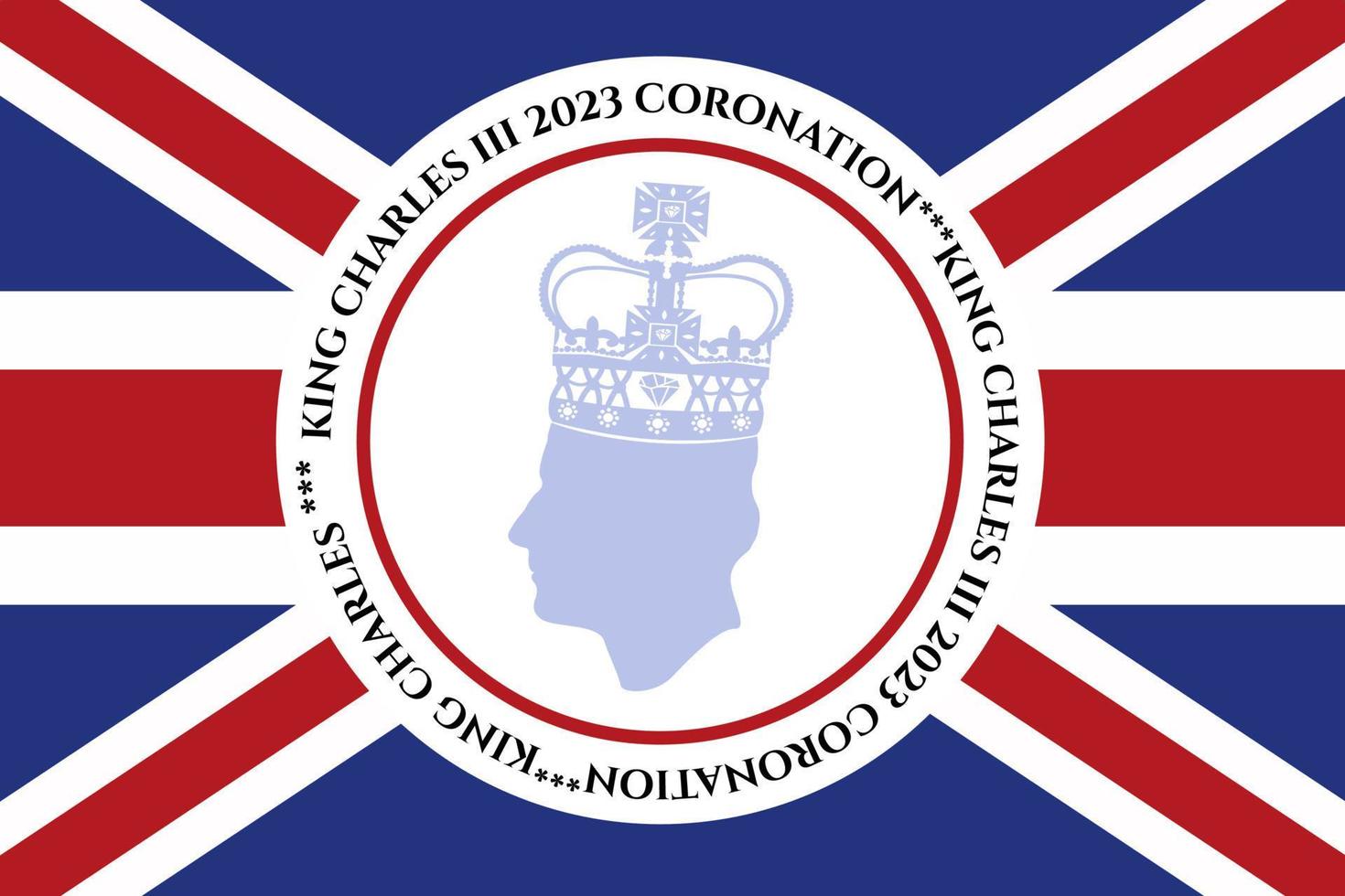 Londres, Reino Unido, 6 de maio. 2023. rei charles iii coroação charles de gales torna-se rei da inglaterra. poste branco, vetor