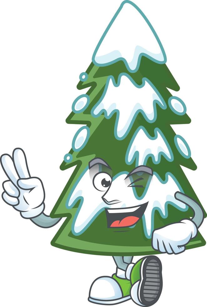 desenhos animados de neve de árvore de natal vetor