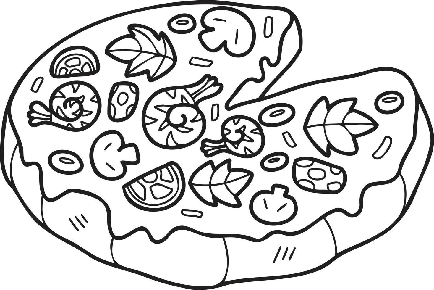 ilustração de pizza cortada à mão em estilo doodle vetor