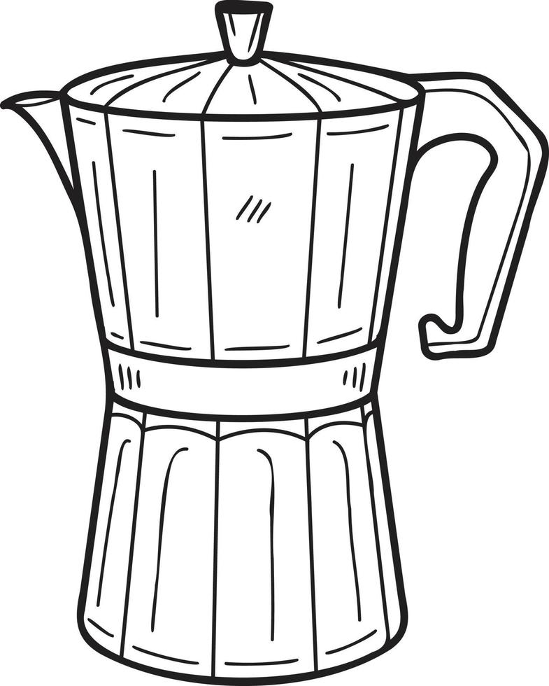 ilustração de pote moka de cafeteira desenhada à mão em estilo doodle vetor