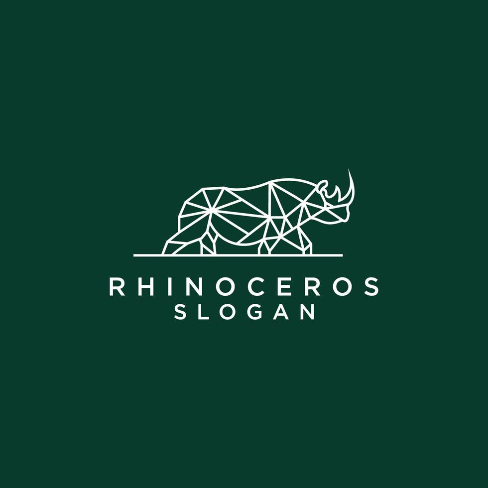 modelo de design de ícone de vetor de logotipo poligonal geométrico de rinoceronte