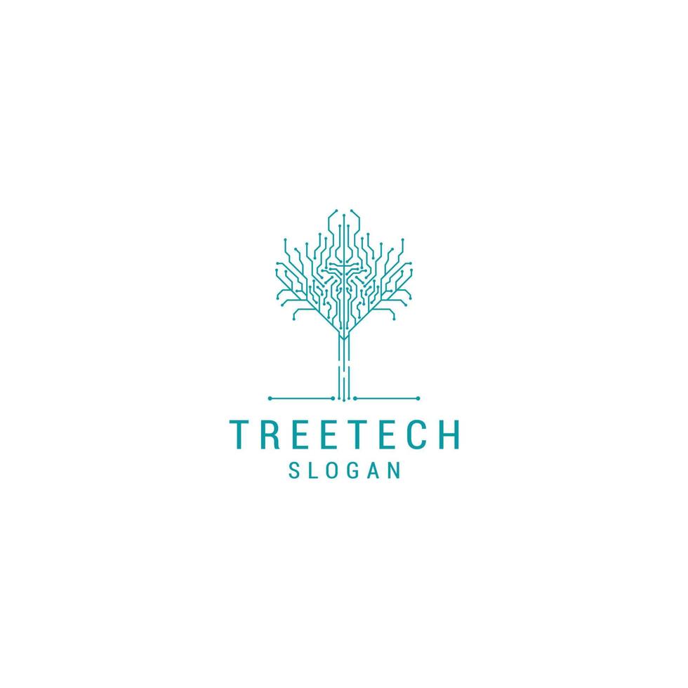 vetor de ícone de design de logotipo de tecnologia de árvore