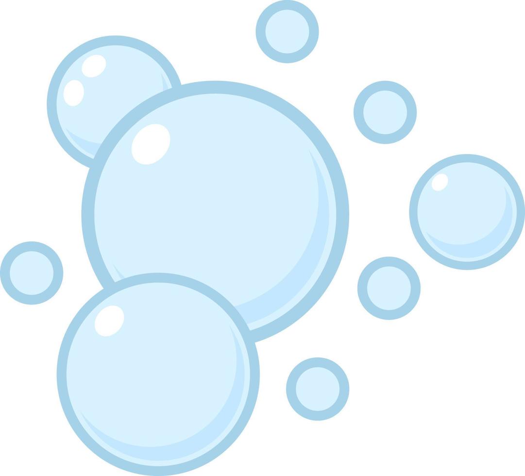 bolhas de ar planas azuis. bolhas de sabão, delinear ícones de água fervente, composições efervescentes de círculos de espuma, sinais de limpeza. detergente de limpeza, gel de banho ou champô vetor