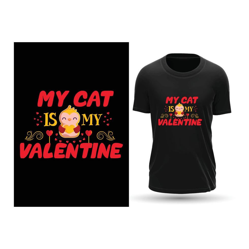 design de camiseta feliz dia dos namorados mamãe gato vetor