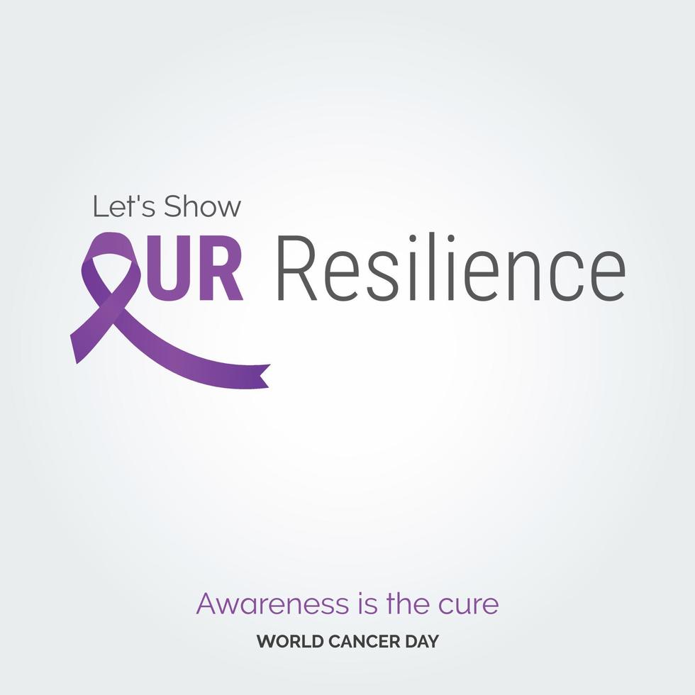 vamos mostrar nossa tipografia de fita de resiliência. conscientização é a cura - dia mundial do câncer vetor