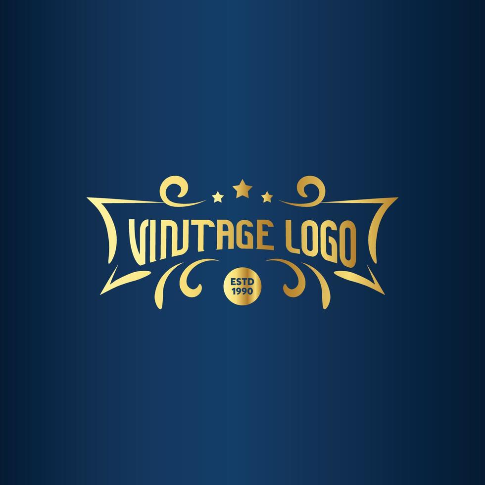logotipo de moldura vintage grátis com cor dourada. etiqueta antiga. adequado para estúdio, barbearia, etiqueta, fabricação de cerveja, salão, loja, sinalização. vetor