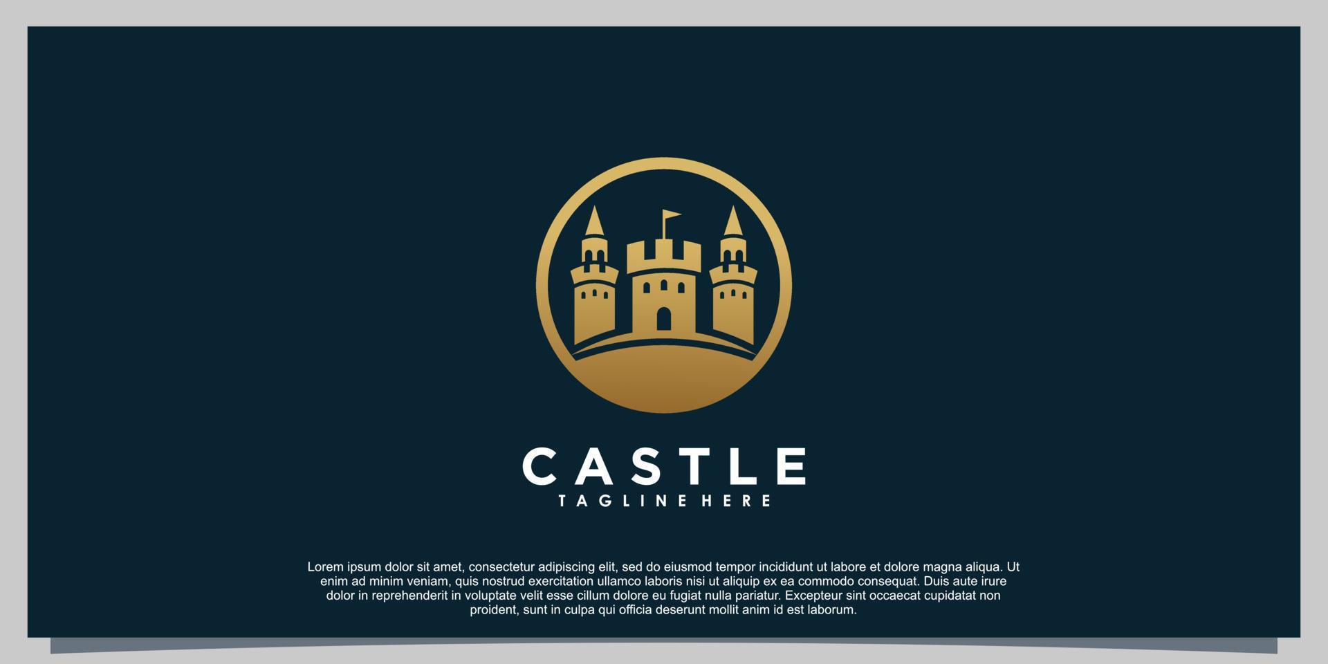 inspiração de design de logotipo de castelo com conceito criativo de modelo vetor