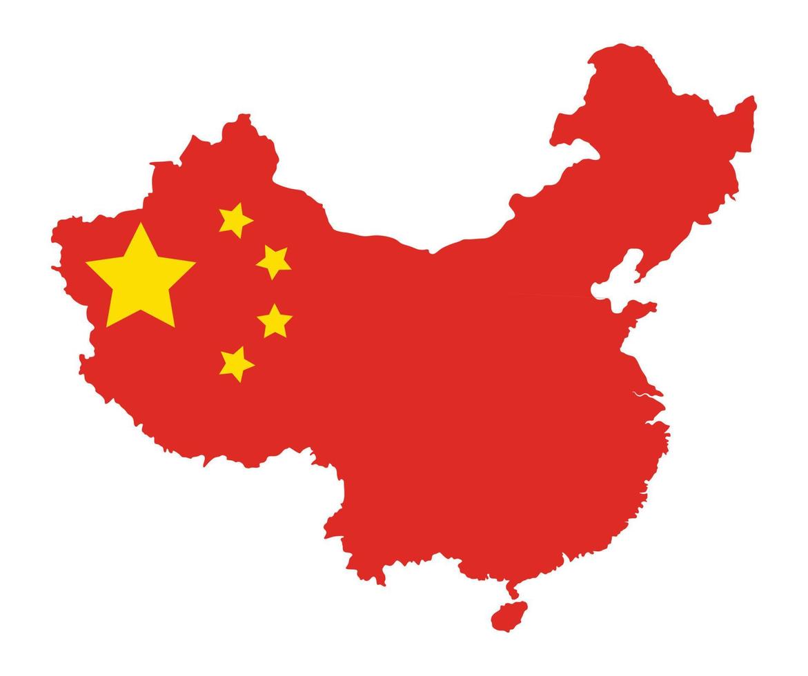 bandeira do mapa da china isolada no fundo branco. vetor