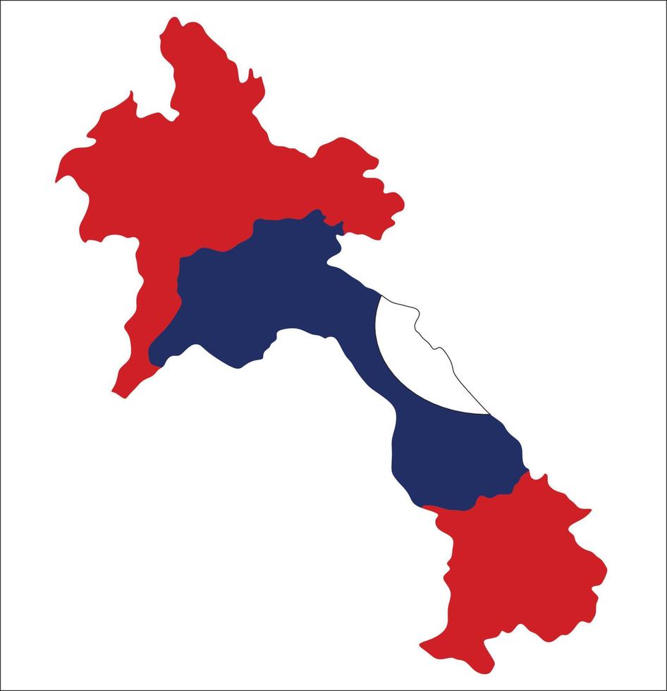 mapa de bandeira do laos isolado no fundo branco. vetor