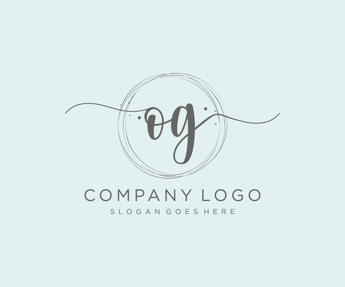 logotipo inicial og feminino. utilizável para logotipos de natureza, salão, spa, cosméticos e beleza. elemento de modelo de design de logotipo de vetor plana.