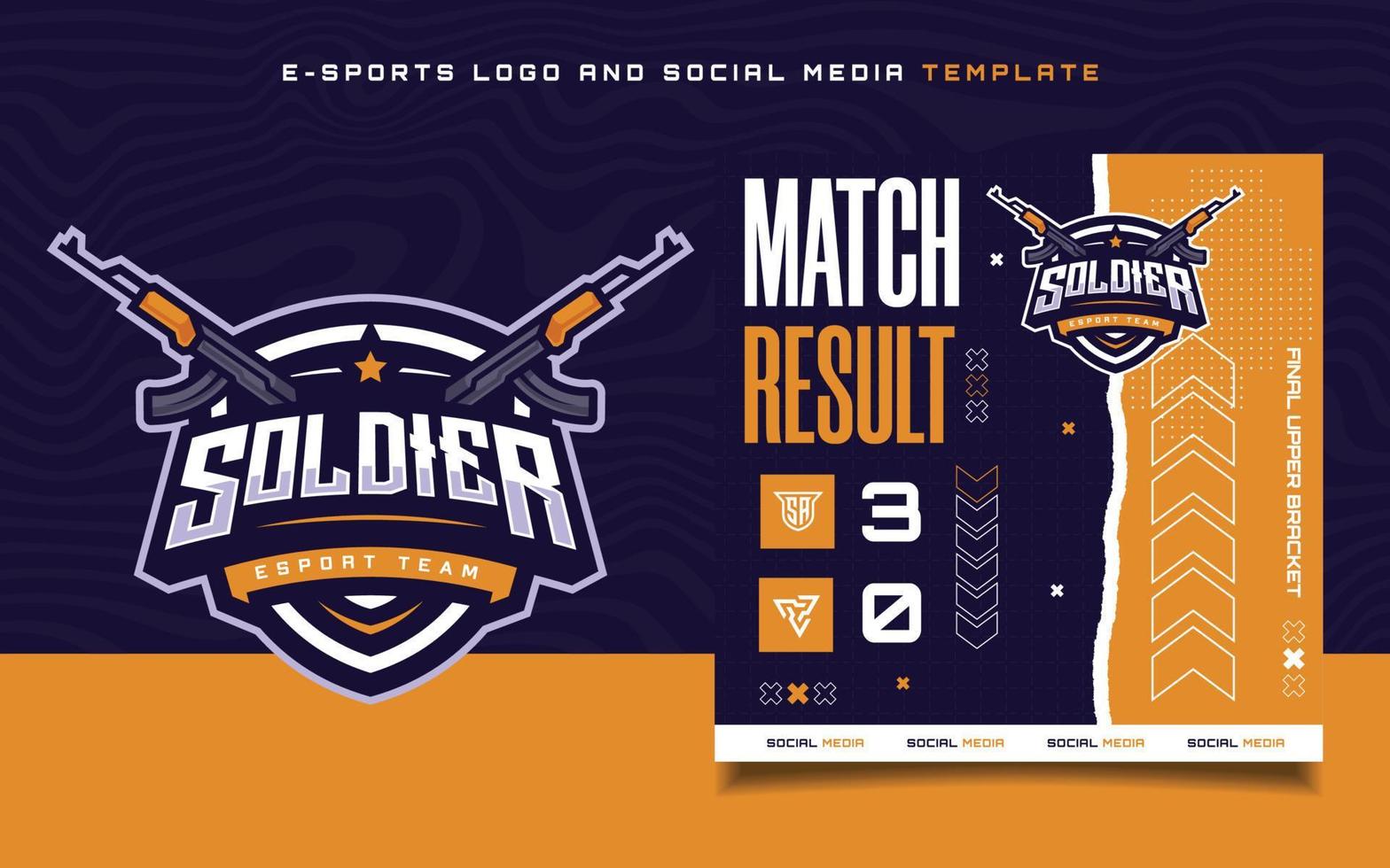 conjunto de modelo de panfleto de jogos e-sports para banner de mídia social e logotipo do torneio de jogos vetor