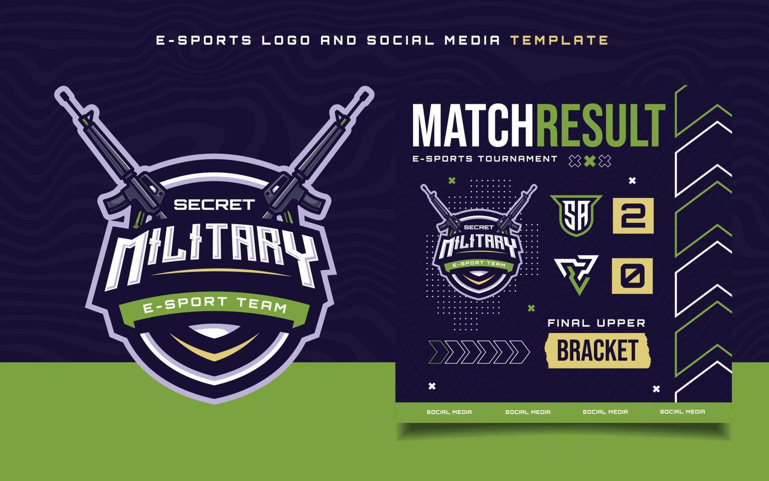 conjunto de modelo de panfleto de jogos e-sports para banner de mídia social e logotipo do torneio de jogos vetor