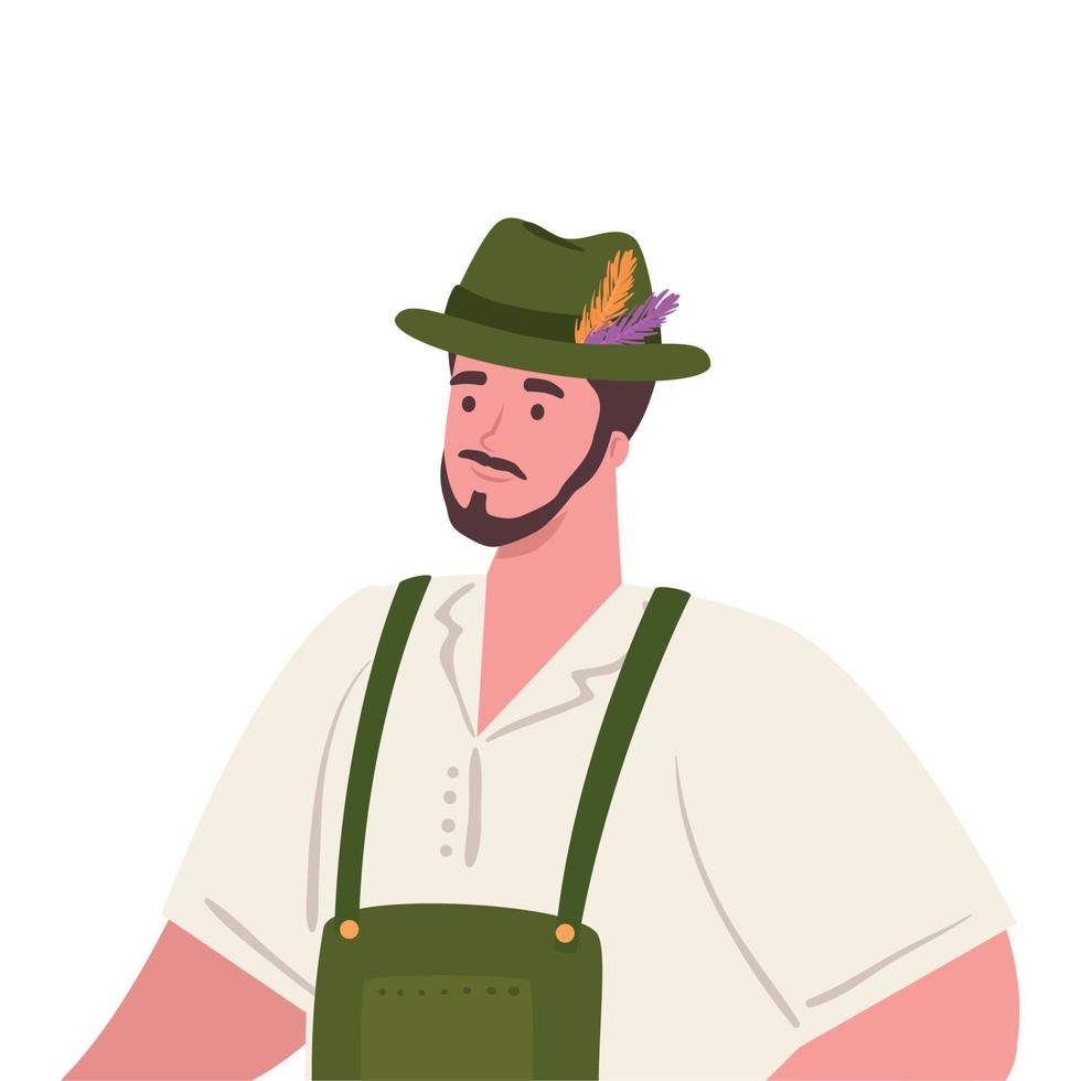 desenho de homem oktoberfest com design de vetor de pano tradicional