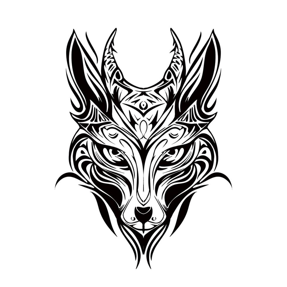 desenho de esboço tribal de silhueta de raposa vetor