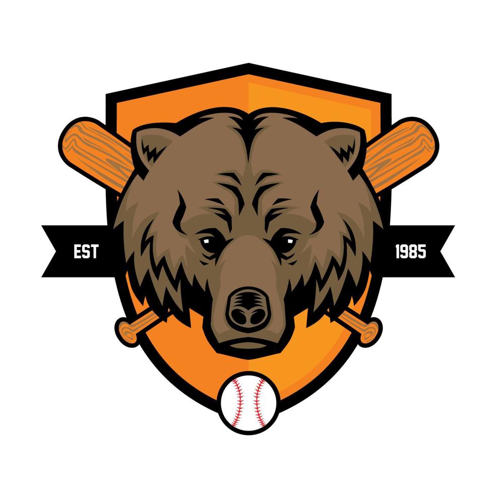 mascote de beisebol de cabeça de urso vetor