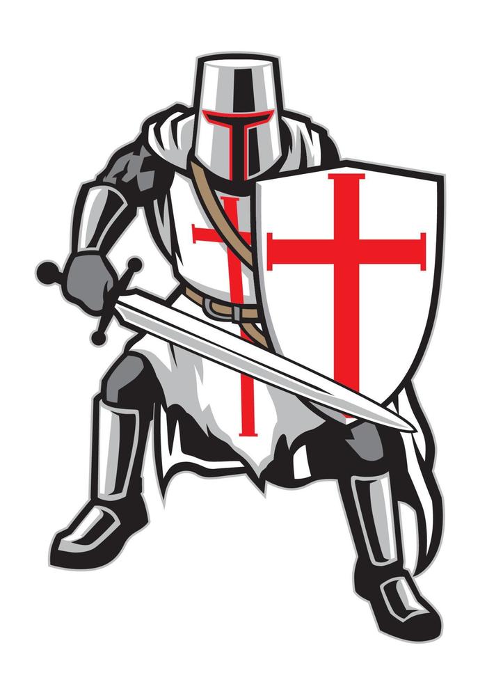 estilo de logotipo esportivo de mascote de cavaleiro templário vetor