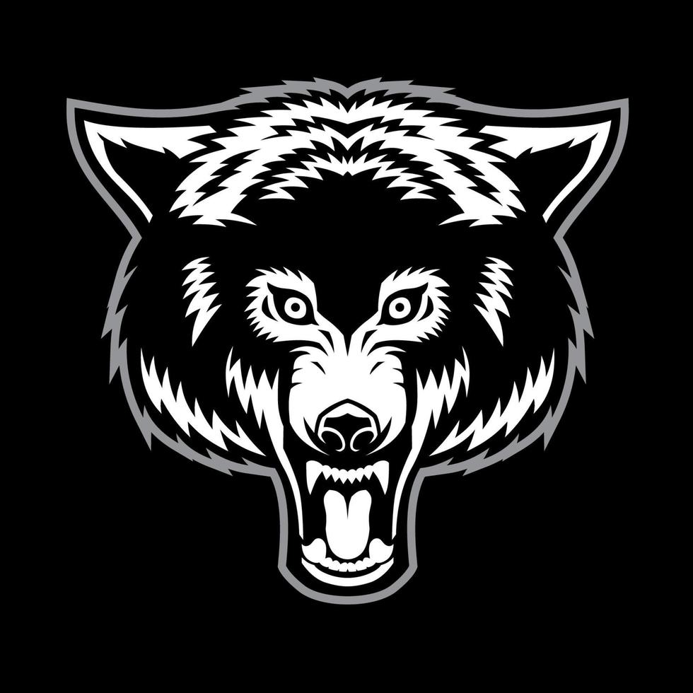 estilo de logotipo de mascote de cabeça de lobo vetor