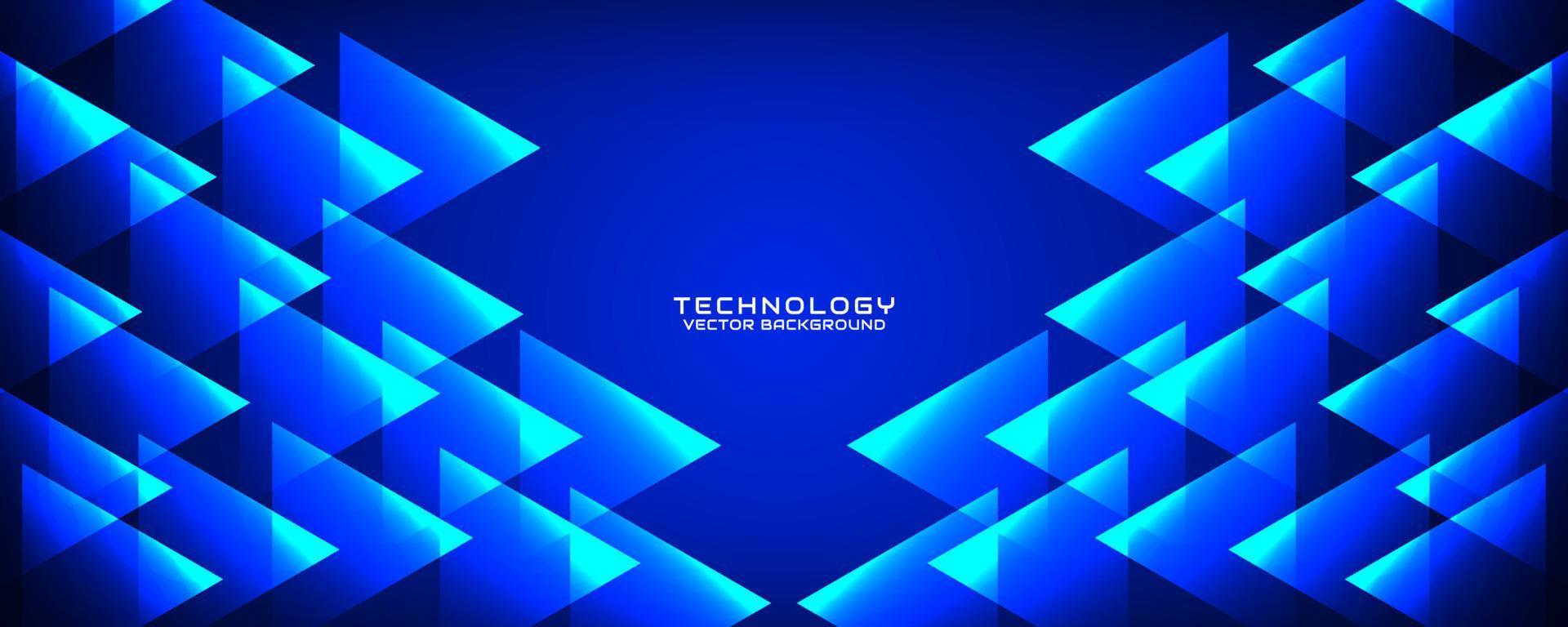 camada de sobreposição de fundo abstrato de tecnologia azul 3d no espaço escuro com decoração de efeito de triângulo. conceito de estilo de recorte de elemento de design gráfico para banner, panfleto, cartão, capa de brochura ou página de destino vetor