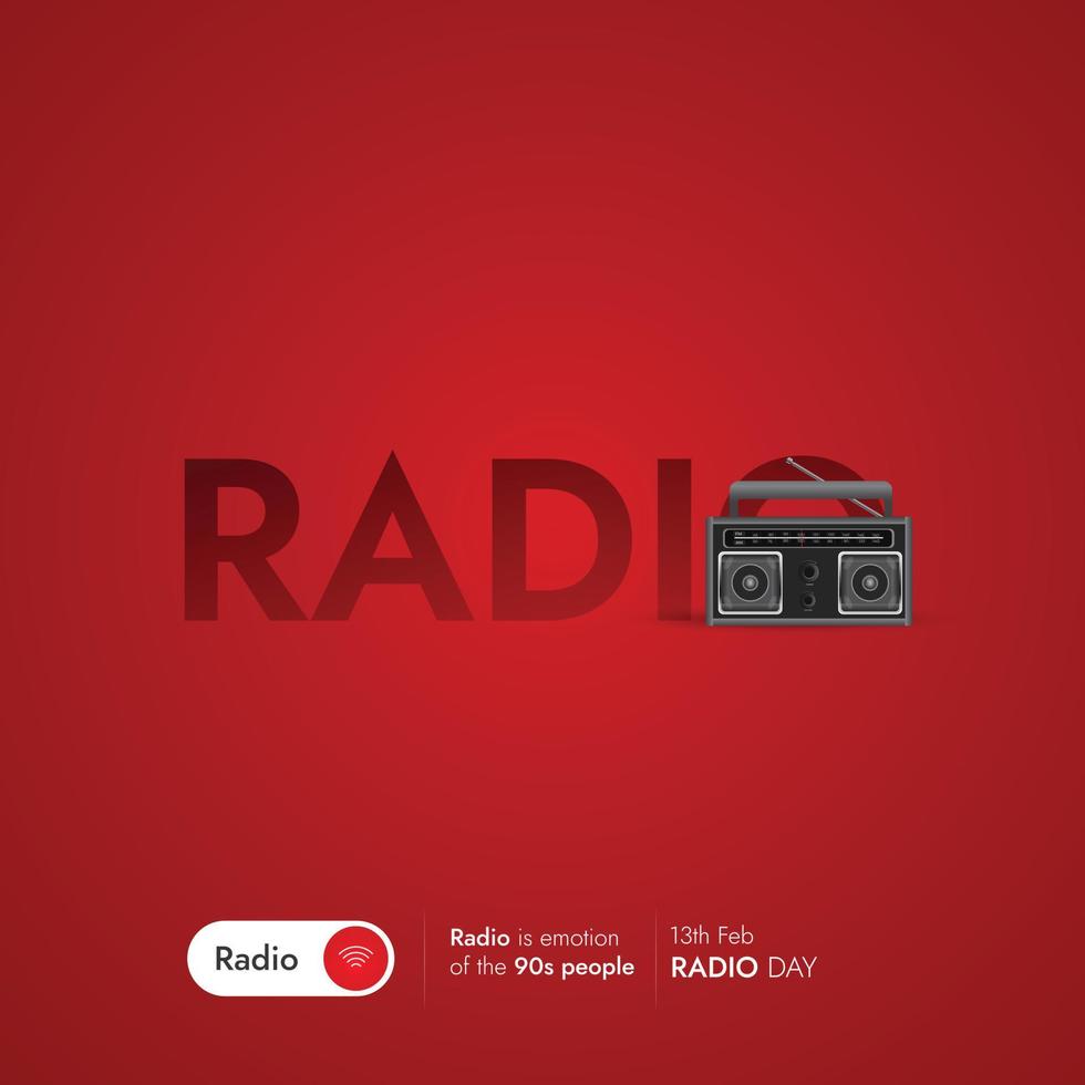 postagem de mídia social do dia mundial do rádio vetor