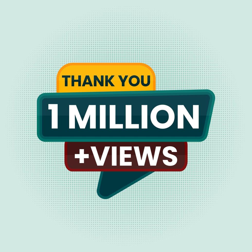 obrigado mais de 1 milhão de visualizações banner de design de fundo de celebração vetor