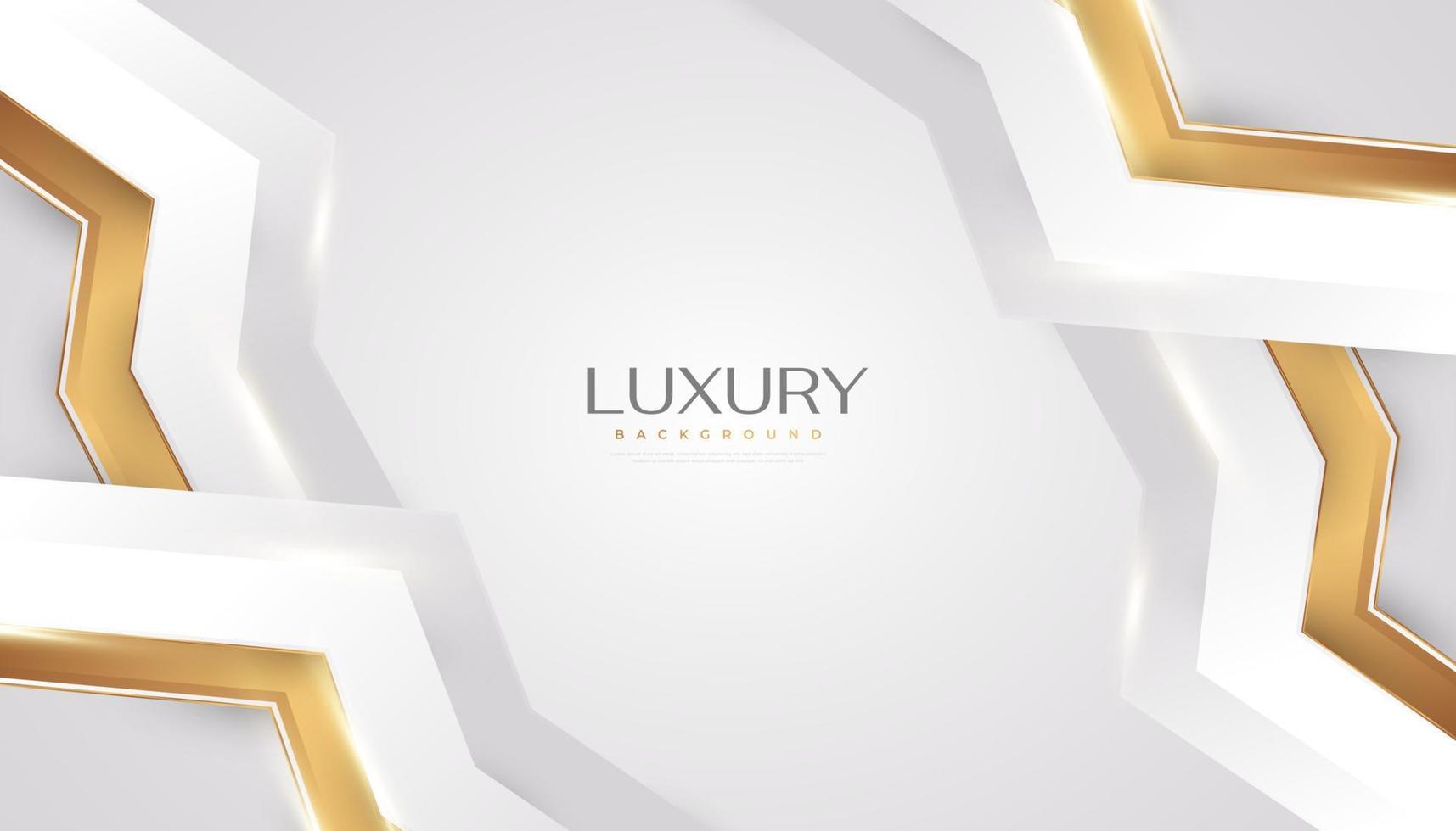 fundo branco e dourado de luxo com linhas douradas e estilo de corte de papel. fundo cinza e dourado premium para prêmio, indicação, cerimônia, convite formal ou design de certificado vetor