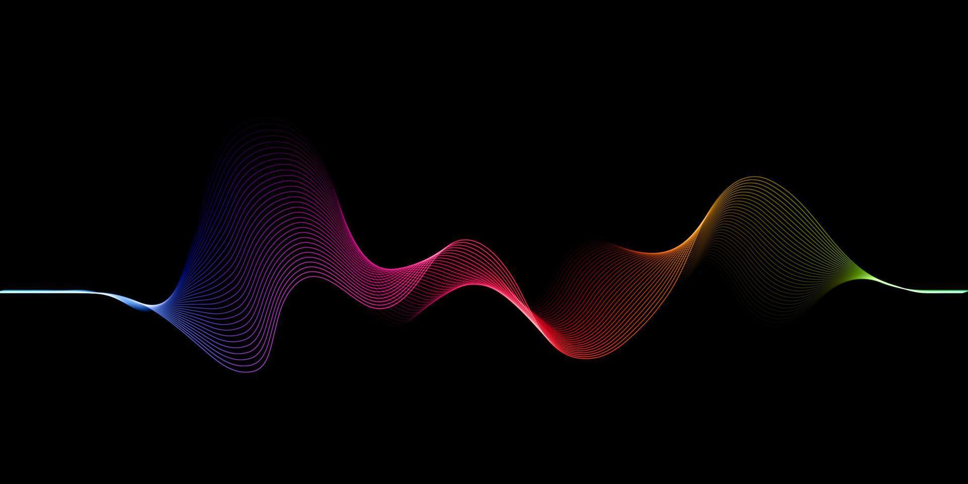 fundo de onda sonora com design de linhas fluidas coloridas do arco-íris vetor