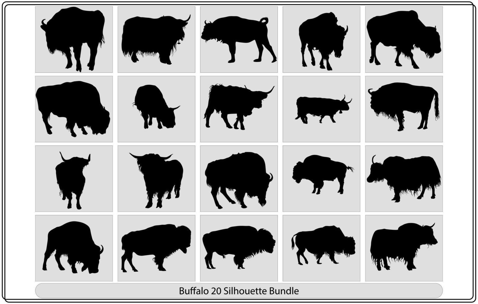 coleção de conjunto de silhueta de búfalo vetor de búfalo preto