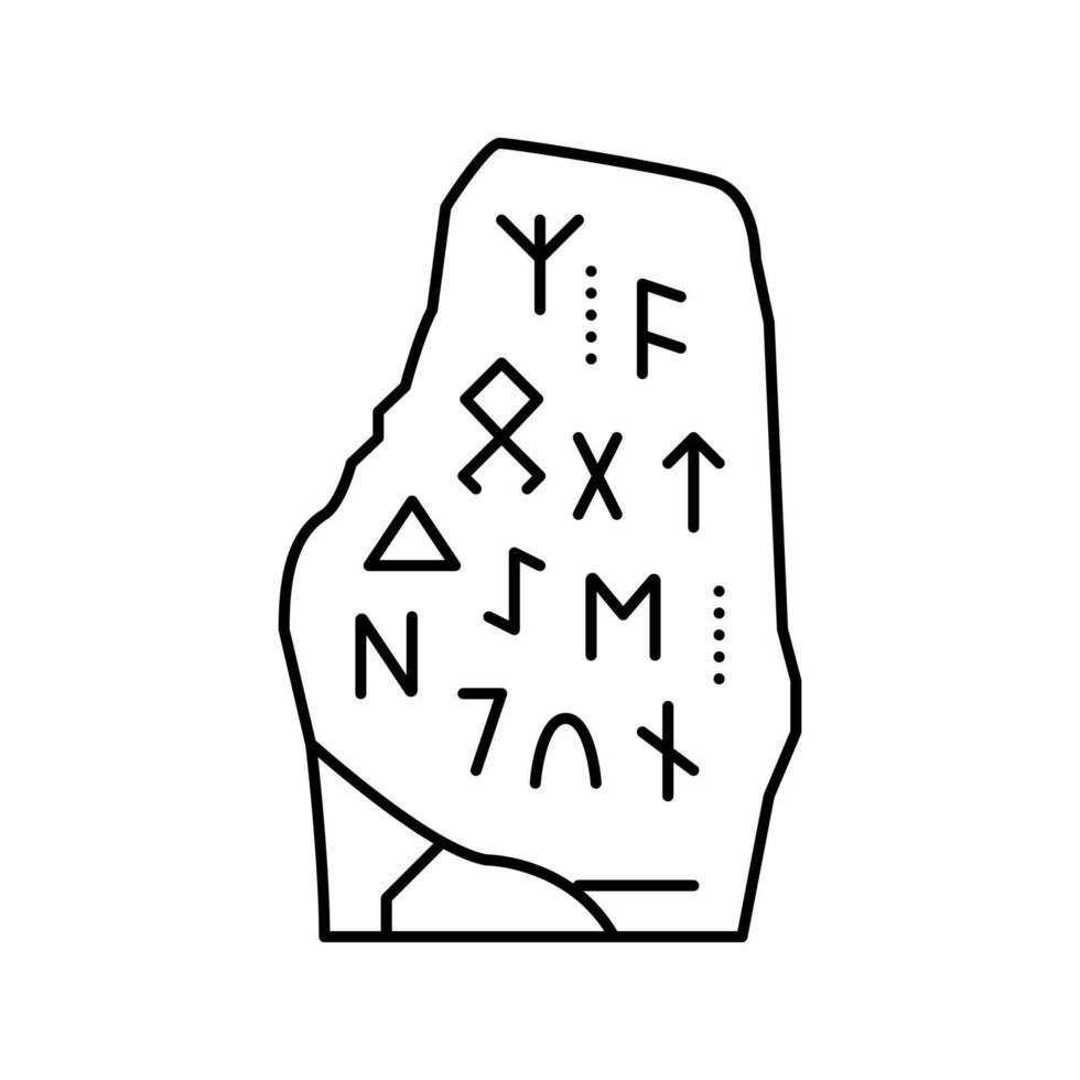 ilustração vetorial de ícone de linha viking de pedra rúnica vetor
