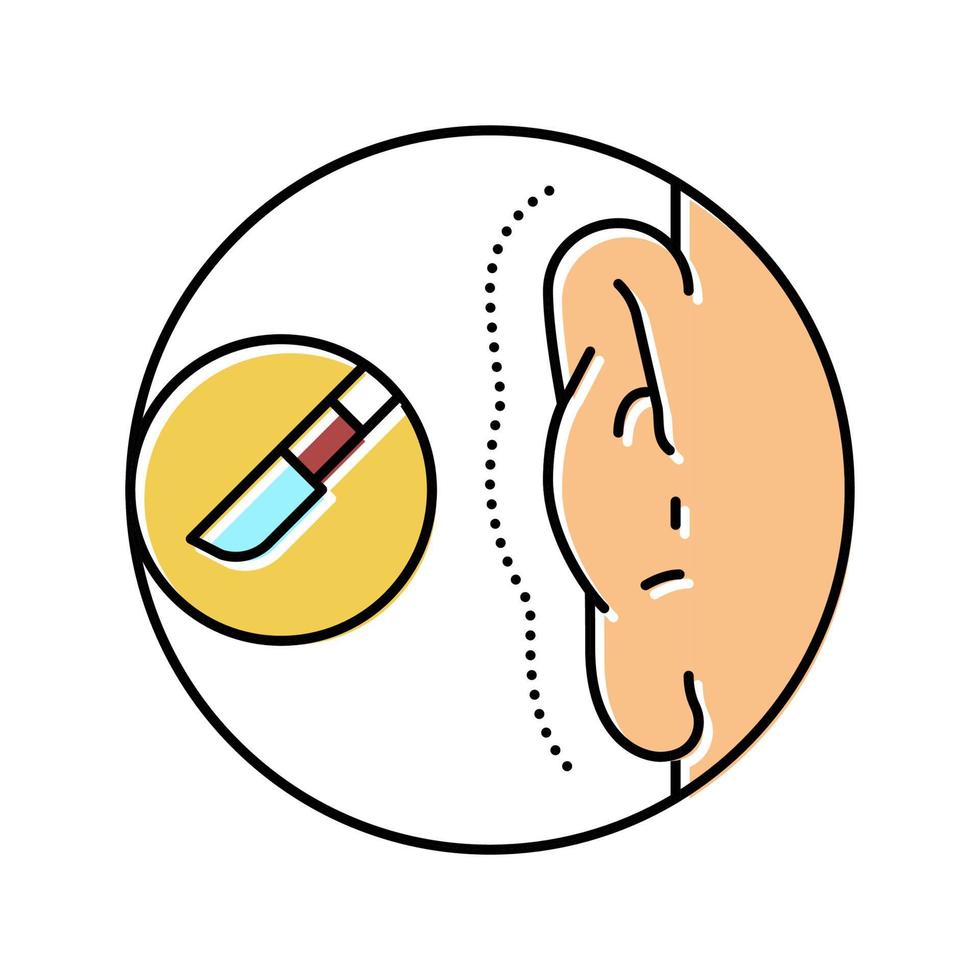 ilustração em vetor ícone de cor de cirurgia de otoplastia