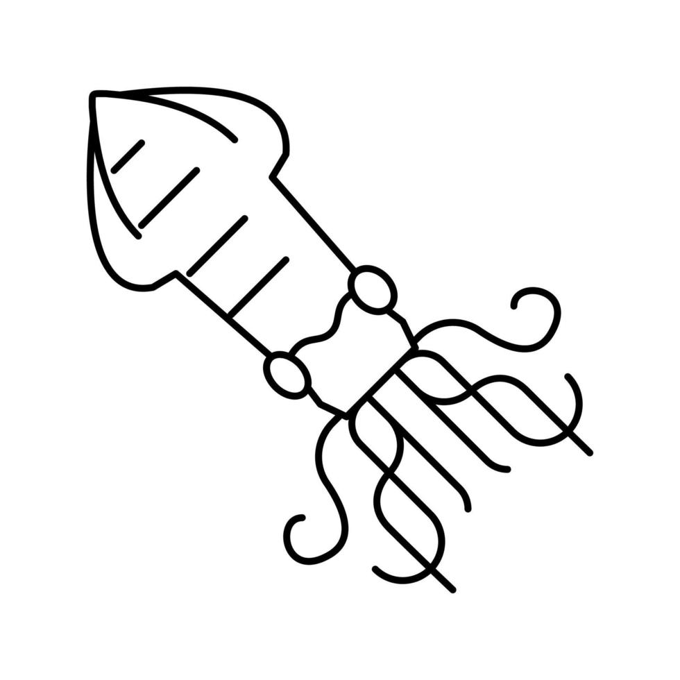 ilustração vetorial de ícone de linha de frutos do mar lula vetor