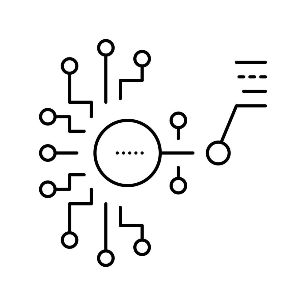 ilustração em vetor ícone de linha de rede neural modelo artificial