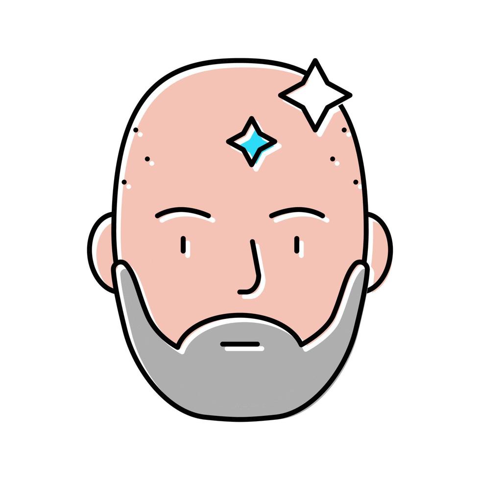 homem barbudo com ilustração vetorial de ícone de cor de cabeça raspada vetor