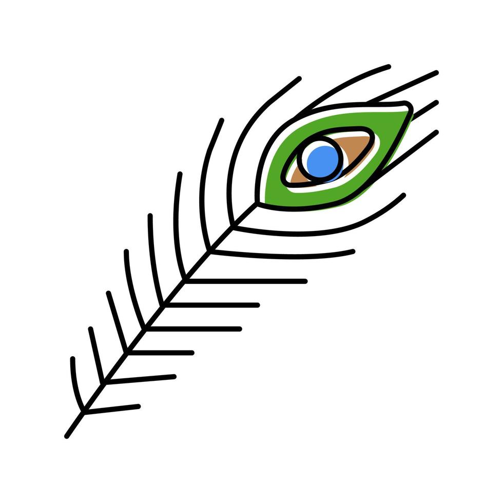 ilustração em vetor ícone de cor macia e fofa de pena de pavão