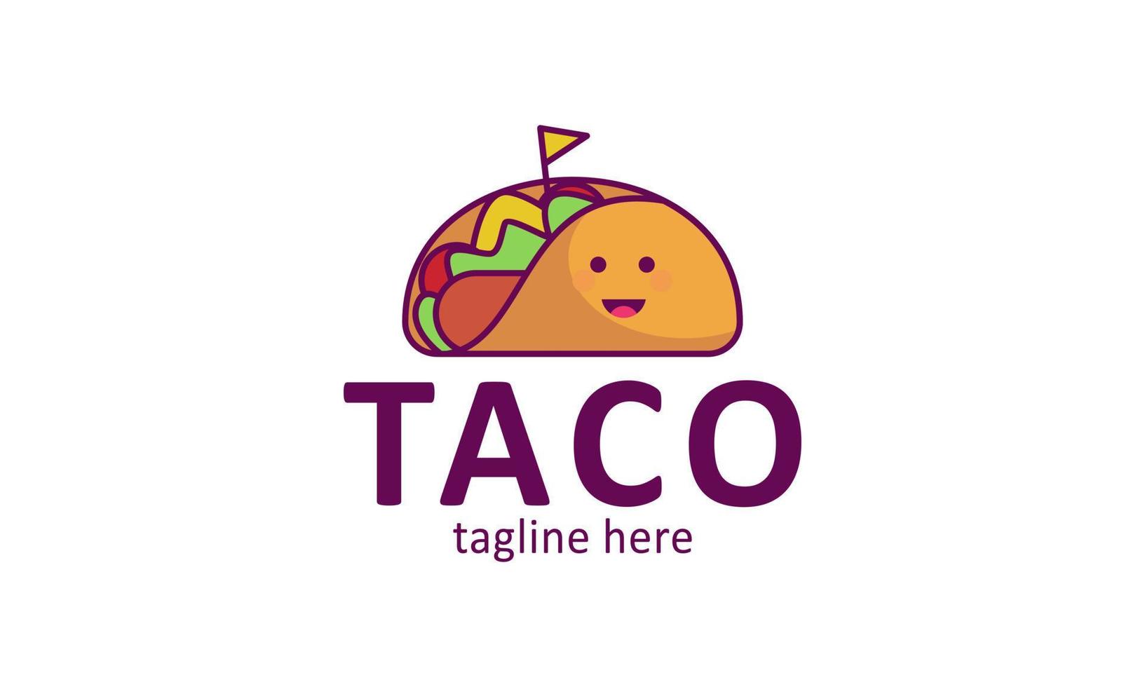 Taco mascote dos desenhos animados vector icon ilustração. personagem de garoto taco bonito com sino