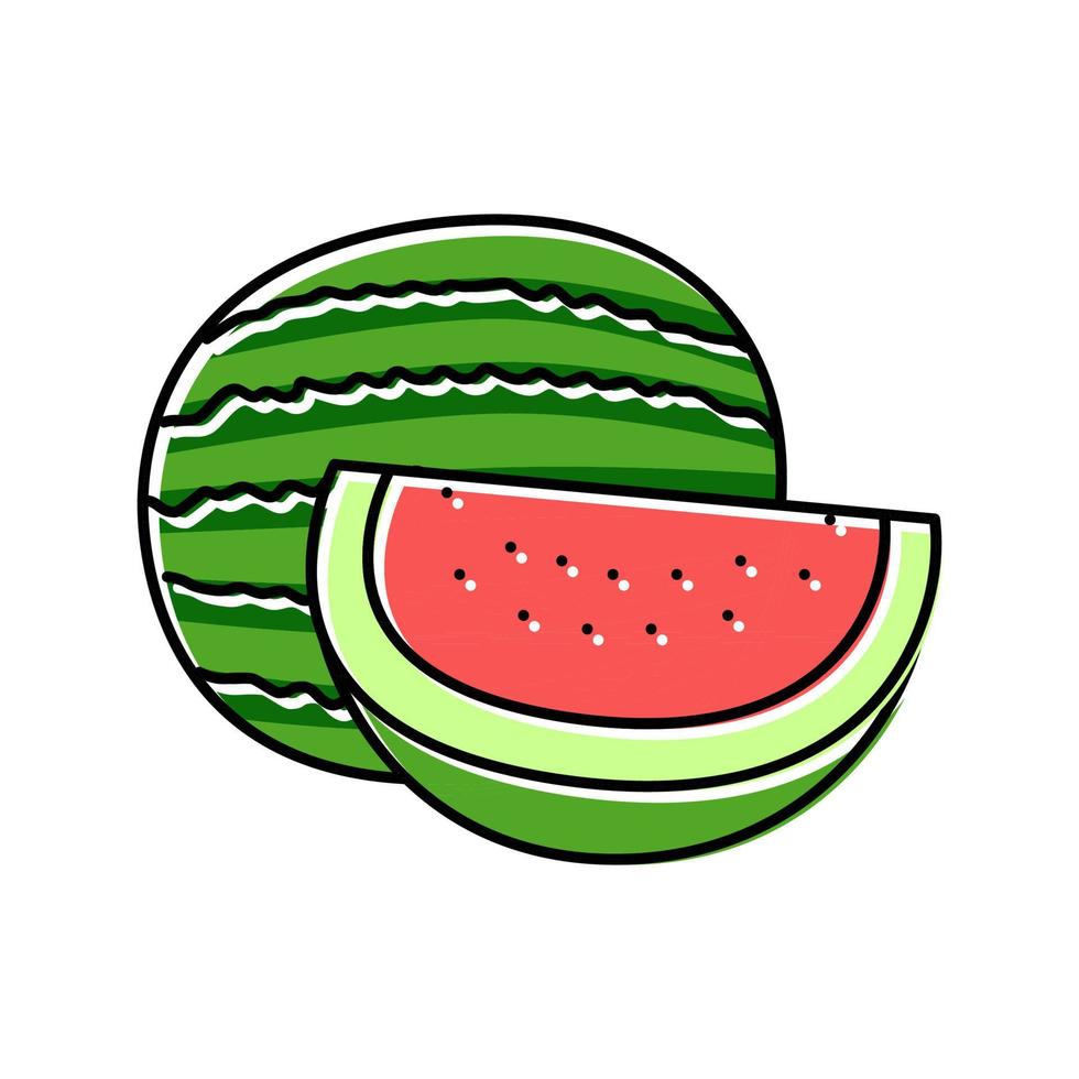 ilustração em vetor ícone de cor de fatia de corte de melancia vermelha