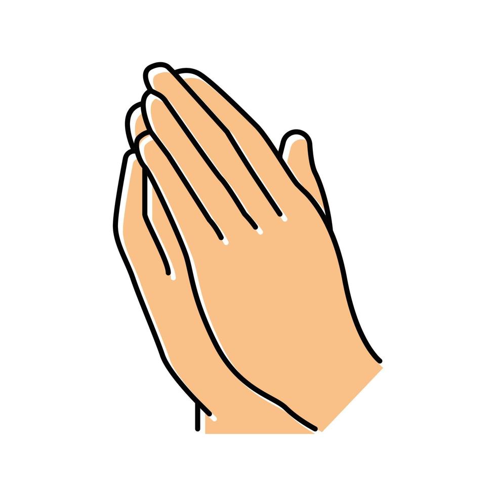 rezar gesto de mão ícone de cor ilustração vetorial vetor