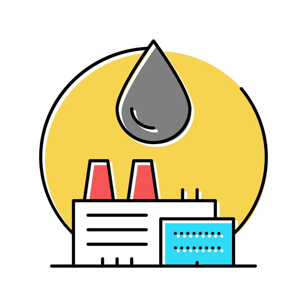 vetor de ícone de cor de fábrica de produtos químicos industriais petroquímicos doente