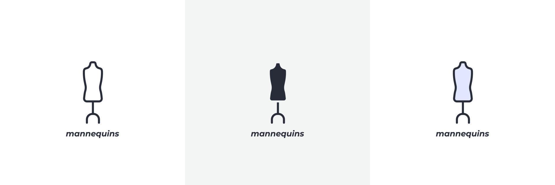 ícone de manequins. linha, versão colorida de contorno sólido e preenchido, contorno e sinal vetorial preenchido. símbolo da ideia, ilustração do logotipo. gráficos vetoriais vetor