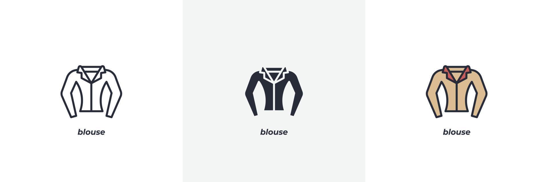 ícone de blusa. linha, versão colorida de contorno sólido e preenchido, contorno e sinal vetorial preenchido. símbolo da ideia, ilustração do logotipo. gráficos vetoriais vetor