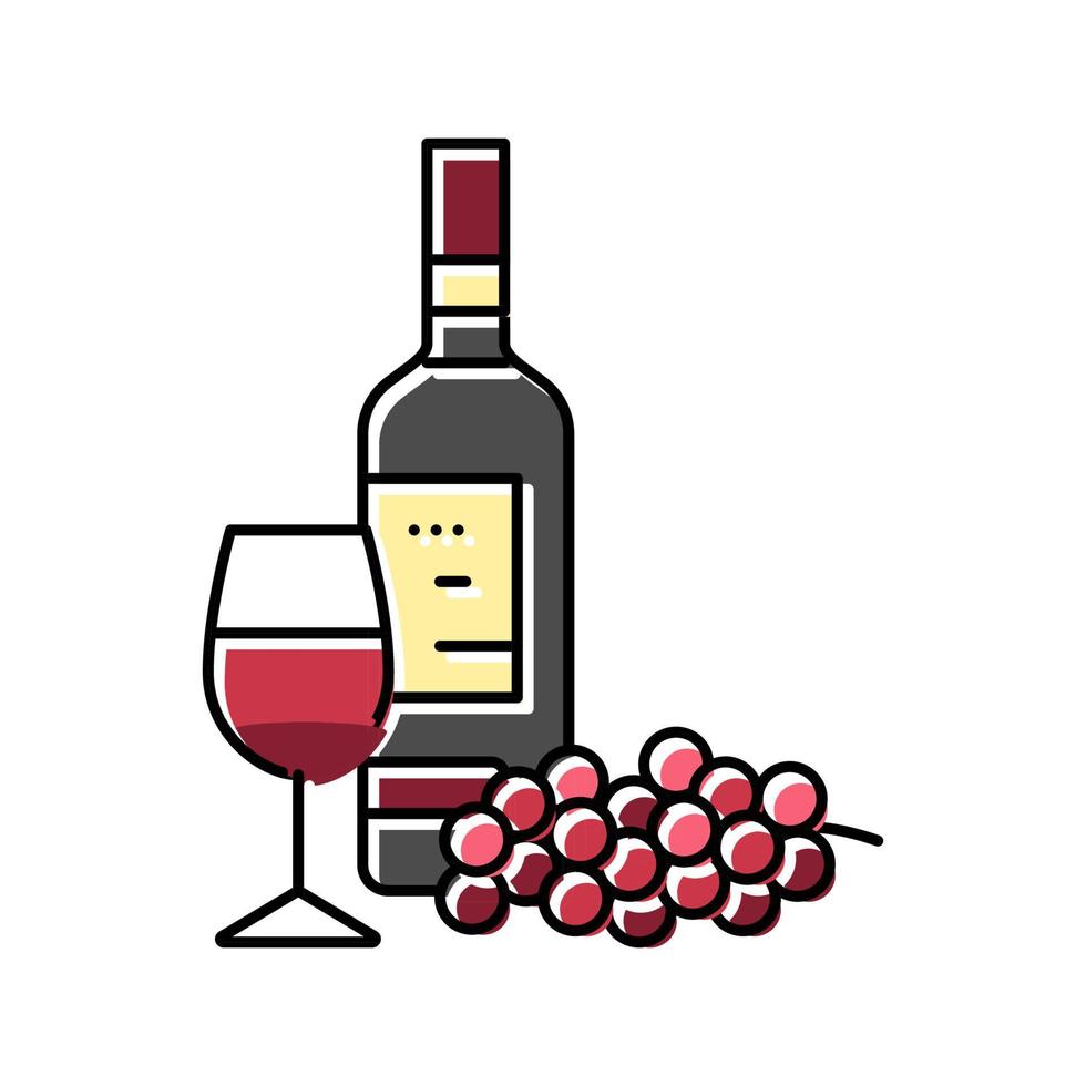 ilustração em vetor ícone de cor de garrafa de vinho tinto