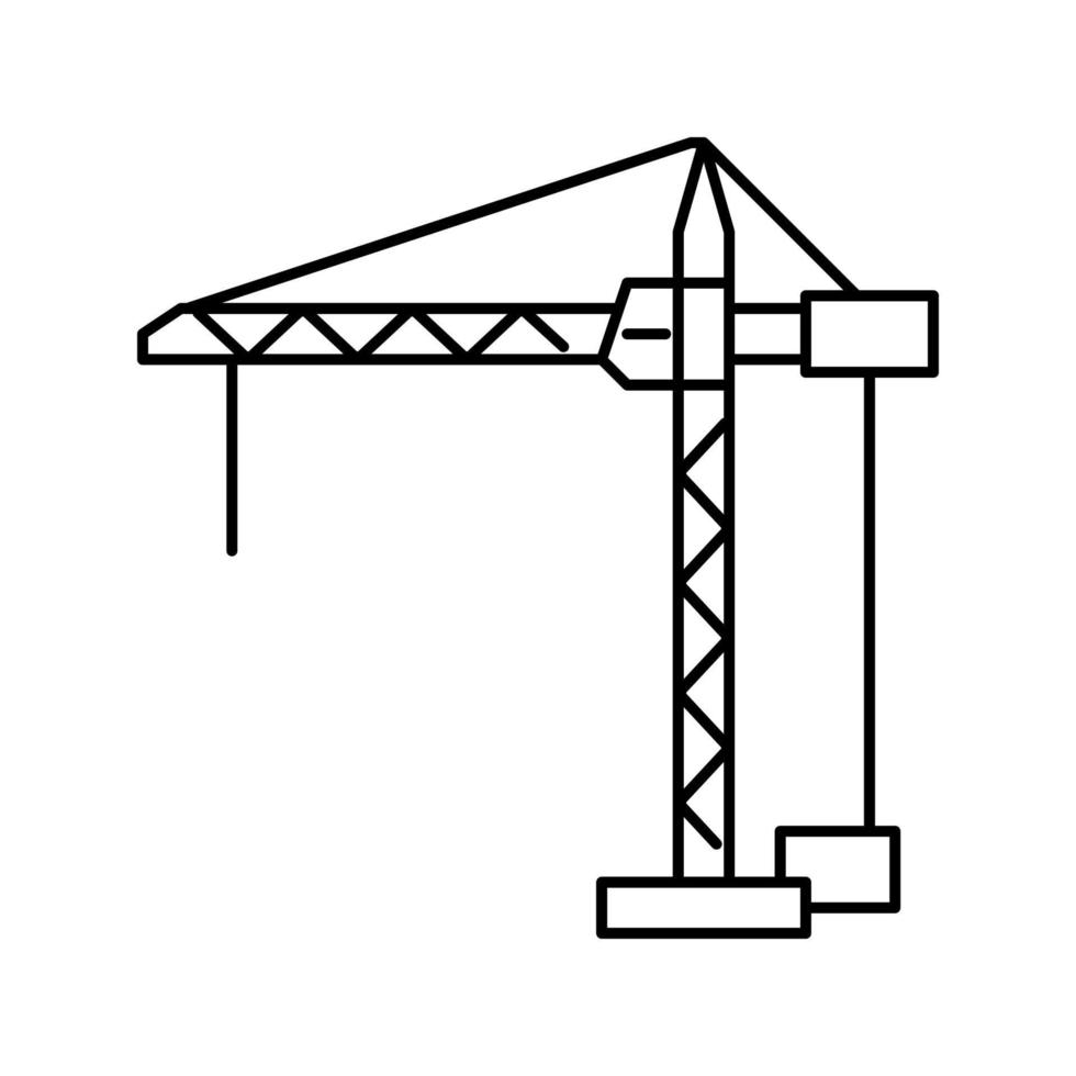 ilustração em vetor ícone de linha de veículo de carro de construção de guindaste