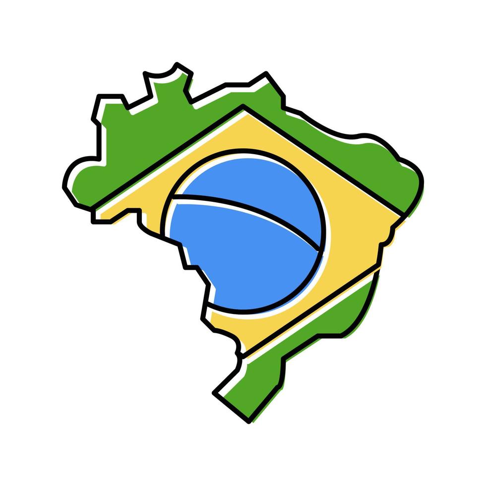 ilustração em vetor ícone de cor de bandeira de mapa de país do brasil