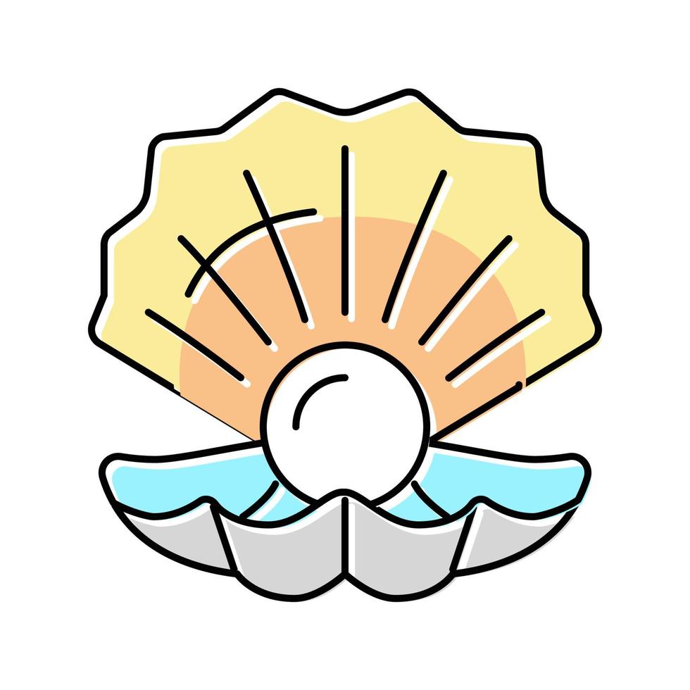 ilustração em vetor ícone de cor de concha de ostra pérola