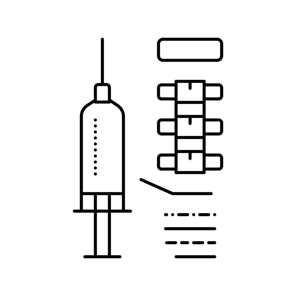 ilustração vetorial do ícone da linha de tratamento de escoliose de injeção vetor
