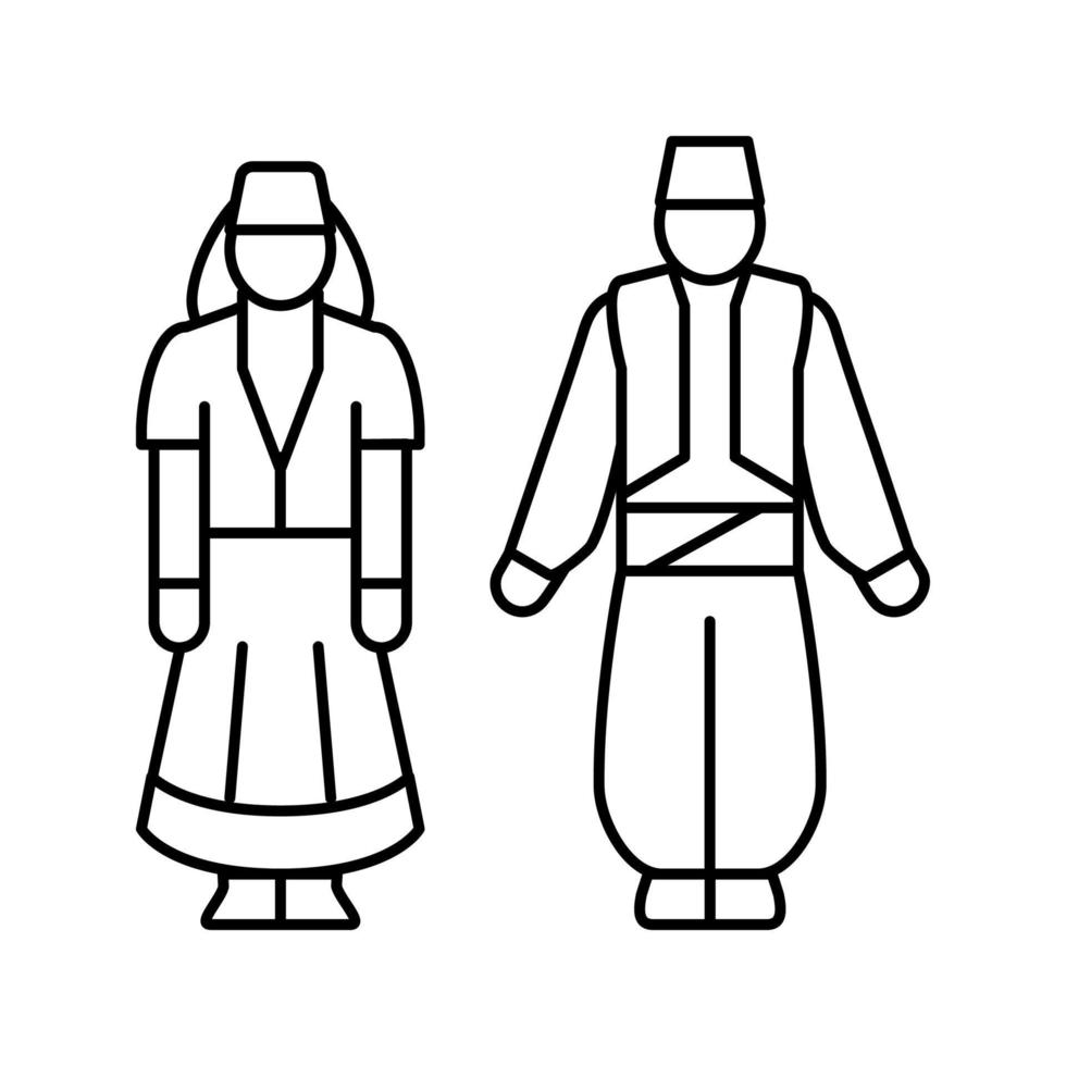 ilustração em vetor ícone da linha de roupas nacional da turquia