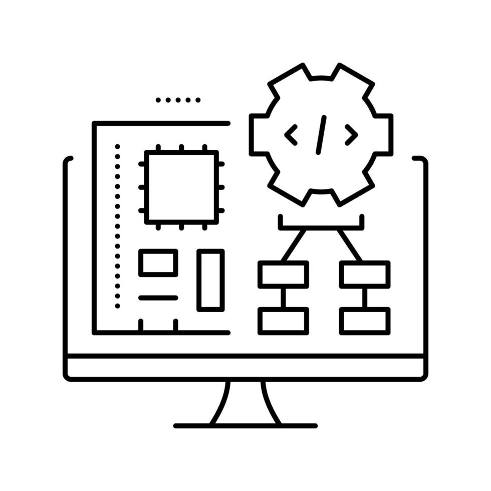 ilustração em vetor de ícone de linha de software incorporado