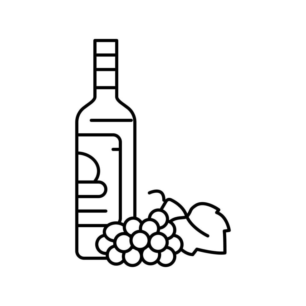 ilustração vetorial de ícone de linha de garrafa de uvas brancas de vinho vetor