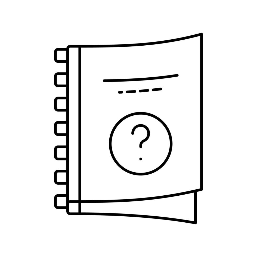 livro manual ou ilustração vetorial de ícone de linha de notebook vetor